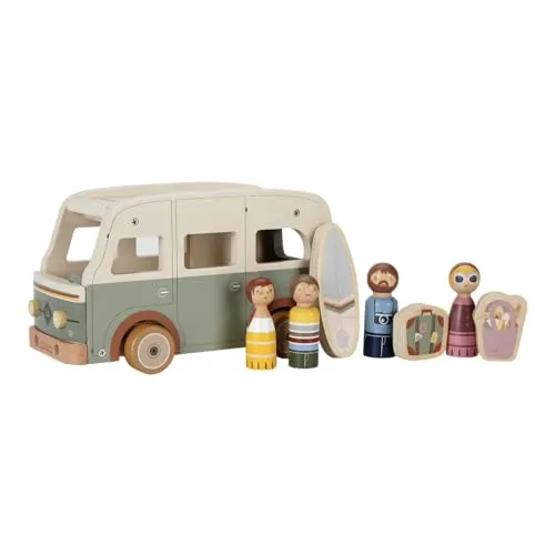 Little Dutch Camper Bus Wohnmobil Auto Vintage inkl. Spielfiguren Holz Kinder - grün