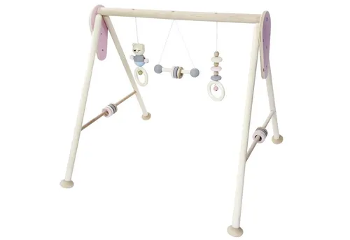 Hess Spieltrapez - Holzspielzeug für Babys, fördert Greifen, Krabbeln und erste Gehversuche, aus hochwertigem Holz in natur und rose, geeignet ab 6 Monaten.