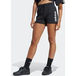 adidas Sportswear Shorts W LIN FT SHO - Sportliche Damen Shorts in Schwarz/Weiß - Damen Shorts aus 100% Baumwolle, ideal für sportliche Aktivitäten wie Laufen, mit slim fit Schnitt und stylischem Logodruck.