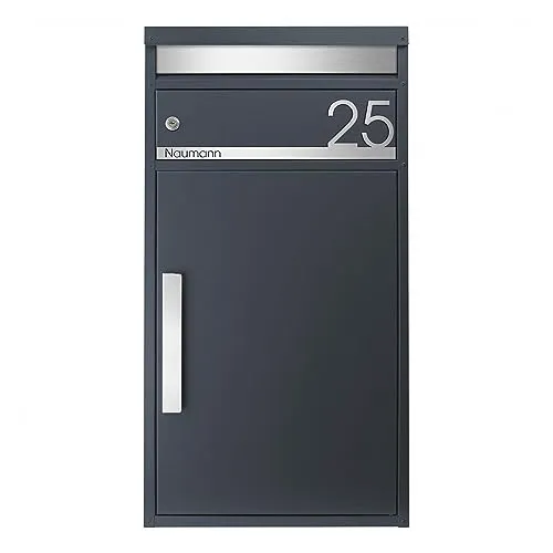 Paketbriefkasten XXL anthrazit matt, personalisiert, auch für große Pakete, massiv MOCAVI PBox 65F NF81A Design-Paketkasten modern großer Standbriefkasten Paketbox Paketkasten RAL 7016