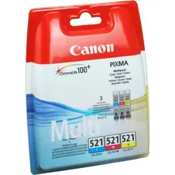 Canon CLI-521 C M Y Druckerpatronen 3er-Set - Originalpatronen für PIXMA-Drucker, hohe Druckqualität mit bis zu 446 Seiten pro Patrone