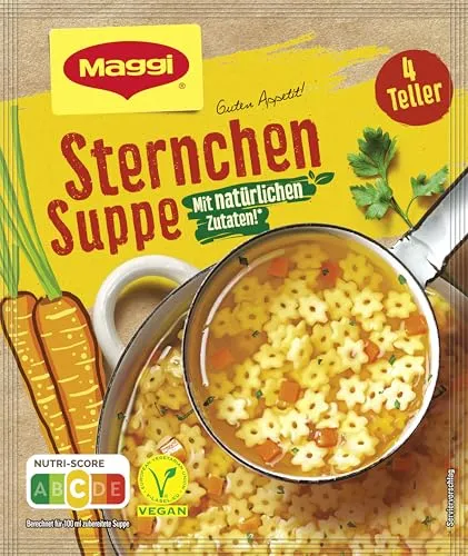 MAGGI Guten Appetit Sternchen Suppe, 1er Pack (1 x 104g) | Schnelle vegane Nudelsuppe mit Sternchen