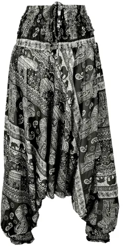Pluderhose mit Elefanten-Print - Hosen im Ethno Style, aus 100% Viskose, weite Passform und fair gehandelt in Thailand – ideal für Frühling/Sommer.