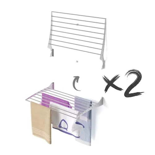 Foxydry Fold Wäscheständer für die Wand, vertikaler Wäscheständer für den Innen- und Außenbereich aus Aluminium und Stahl 80x50x57 cm (2X 80 cm, Grau (Grey))