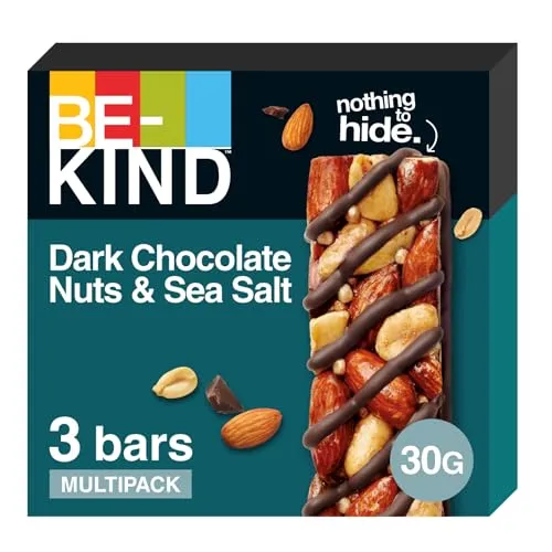 BE-KIND Riegel, glutenfreie Snack-Riegel, Dark Chocolate Nuts & Sea Salt, hoher Ballaststoffgehalt, ohne künstliche Farb-, Aroma- oder Konservierungsstoffe, 3 x 30 g