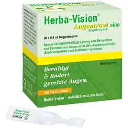 Herba-Vision Augentrost Sine 8 ML - Pflanzliche Augentropfen für trockene und gereizte Augen, ideal für Kontaktlinsenträger. Beruhigt und befeuchtet mit 0,05% Augentrosttinktur und Natrium-Hyaluronat.