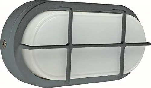 as - Schwabe LED Wandleuchte oval 7 W 680 lm Anthrazit - 17,5 x 9 cm - Außenleuchte wassergeschützt IP65-4000K - schlagfestes Alu-Gehäuse - 2 Leitungseinführungen - Kellerlampe, 56771