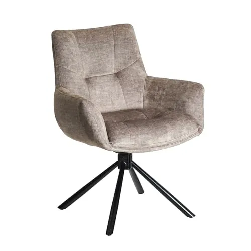 riess-ambiente Drehstuhl SIGNATURE taupe/schwarz - Moderner Samtstuhl mit Armlehnen, drehbar, 360° - Eleganter Drehstuhl in taupe mit Samtbezug und schwarzem Metallgestell. Ideal für Esszimmer und Büros, bietet er höchsten Sitzkomfort dank Taschenfederkern und ist vielseitig kombinierbar.