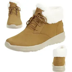 Skechers ON-THE-GO JOY CSNT - Chesnut / Kastanien EU 37,5 - Braune Damenstiefeletten - Stylische Skechers Damenstiefeletten mit weichem Veloursleder und Kunstpelz für optimalen Tragekomfort. Die innovative Dämpfung sorgt für ein angenehmes Geherlebnis, ideal für kalte Tage.