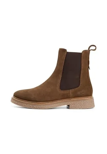 camel active Damen Chelsea Boot aus Veloursleder Braun - Wanderschuhe mit robustem Obermaterial und seitlichem Zipper für einfaches Anziehen, ideal für Outdoor-Abenteuer und stylische Looks.