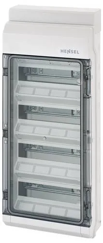 Hensel 6100006 KV 9448 Kleinverteiler Aufputz - Sonstige Elektroinstallationsartikel mit 48 Teilungen, 4-reihig und ideal für den sicheren Einbau von Geräten auf DIN-Tragschiene.