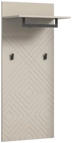Garderobenpaneel Notes - Beige, Modernes Design - Garderobenpaneel aus Holzwerkstoff in Beige, Maße: 60x140x35 cm. Mit Kleiderstange und 2 Haken für praktische Aufbewahrung. Pflegeleichte Oberfläche für einfache Reinigung.