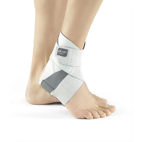 Push-Bandage med Aequi Flex Knöchelbandage - Bandagen für optimale Unterstützung, Größe 1, links, mit atmungsaktivem Material für hohen Tragekomfort und Bewegungsfreiheit.