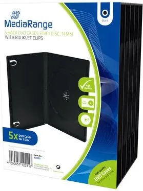 MEDIARANGE Retail-Pack DVD-Case Single - DVD-Videobox - Kapazität: 1 CD/DVD - Schwarz (Packung mit 5