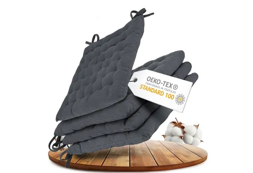 Gräfenstayn Stuhlkissen 4er-Set 40x40cm - Stuhlkissen für Indoor & Outdoor mit 5 cm dicker Polsterung aus 100% Baumwolle, bieten höchsten Sitzkomfort und sind langlebig sowie stilvoll.
