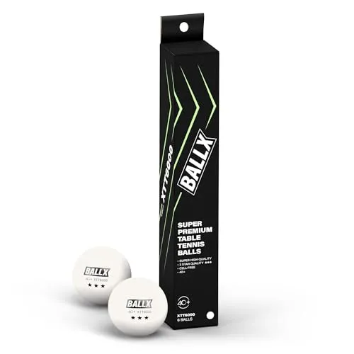 BallX 3 Sterne Tischtennisbälle XTT6000 | 40mm ABS weiß | 6 Stück | Tischtennisbälle 3 Sterne | Tischtennisbälle Outdoor & Indoor | Tischtennisball | Tischtennis Bälle | Ping Pong Bälle