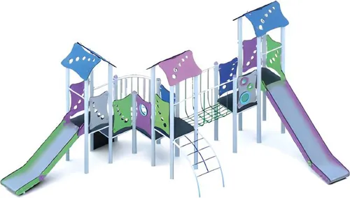 Bewegungsfläche Spielplatz Rutschbahn Klettergerüst - Vielseitige Spielplatzanlage für Kinder ab 1 Jahr, modern im Design und ideal für aktive Erlebnisse. Mit Rutsche und Klettergerüst für stundenlangen Spielspaß.