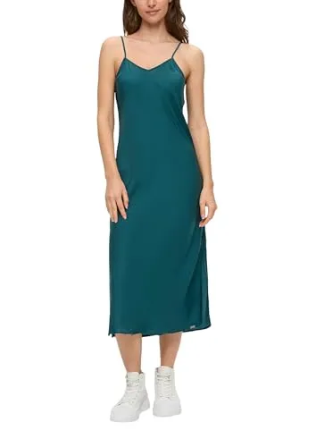 Elegantes Satinkleid mit Spaghetti-Trägern in Petrol, Gr. 40 - Sommerkleid aus weichem, glänzendem Satin mit verstellbaren Spaghettiträgern für perfekten Sitz – ideal für legere oder schicke Anlässe.