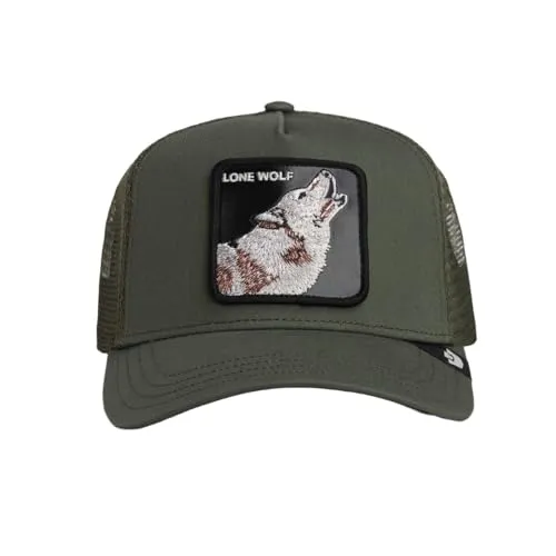 Goorin Bros. Lone Wolf Trucker Cap mit Wolf Patch - Stilvolle Unisex Basecap in Palm mit atmungsaktivem Mesh-Rückeneinsatz. Verstellbar und leicht, ideal für Freizeitaktivitäten im Frühling und Sommer. Ein Must-Have für Tierliebhaber!