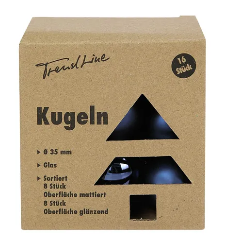 TrendLine Mini-Christbaumkugeln aus Glas Ø 3,5 cm nachtblau 16 Stück