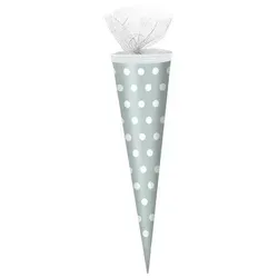 Verpackungsmittel GmbH Markneukirchen Schultüte Schultüte / Zuckertüte / 50cm / rund / Farbe: grau mit weiße Punkte