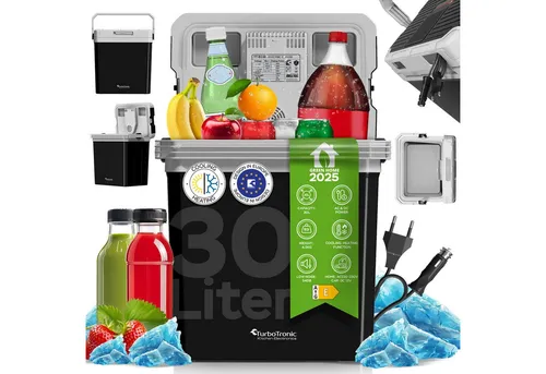 TurboTronic TT-EC30 Kühlbox 2in1 - Kühlbox mit 30 Litern Volumen, kühlt bis 18 °C unter Umgebungstemperatur und hält Speisen bis 60 °C warm. Ideal für Auto, Camping und Zuhause – praktisch mit Tragegriff und integriertem Kabelfach.