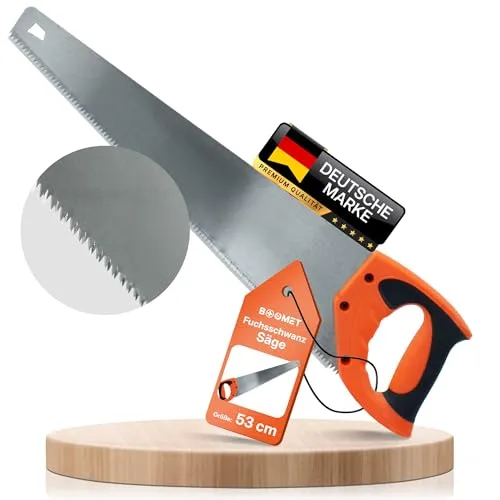BOOMET Fuchsschwanz Säge · Holzsäge 53cm · Handsäge Holz mit verstärkten, kreuzgeschliffenen Zähnen für Holzbearbeitungen - ideal als Baumsäge für den Garten