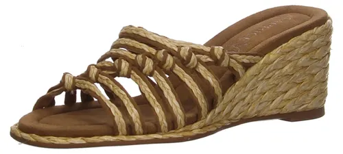 CAPRICE Damen Sandalen Wedge Vegan, Braun (Bast), 37 EU