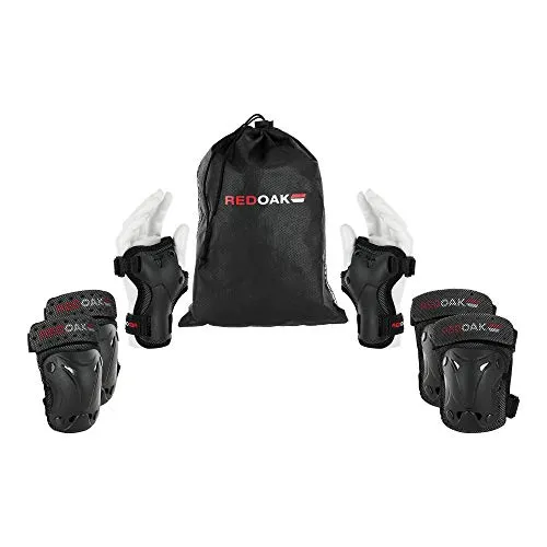 REDOAK Protektoren - Hochwertige Schutzausrüstung samt Knieschoner, Ellbogenschoner & Handgelenkschoner - Schoner Set geeignet für Kinder und Erwachsene - Inliner Schützer,M
