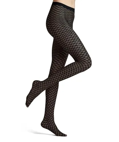 FALKE Damen Old Fashioned W Ti Strumpfhose, Schwarz 3009, XL - Elegante Feinstrumpfhose mit modernem Rauten-Muster; ideal für Ballerinas und Pumps, sorgt für hohen Tragekomfort und perfekten Sitz; strapazierfähig und pflegeleicht, empfohlen bei 30°C Schonwaschgang.