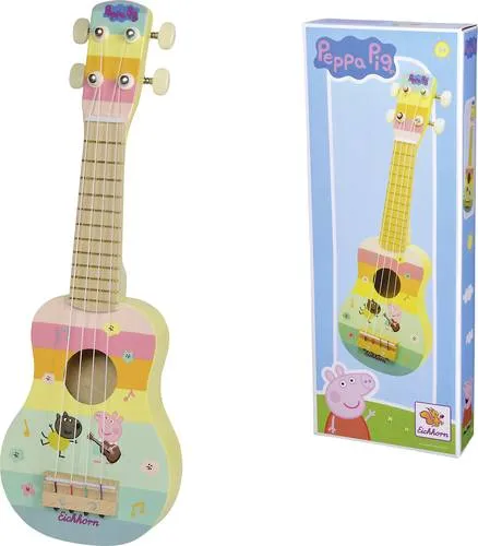 Simba Toys Peppa Pig Holz Ukulele 43cm - Sonstige, ideal für kleine Musiker ab 3 Jahren mit kindgerechtem Design und fröhlichen Peppa Pig Motiven.