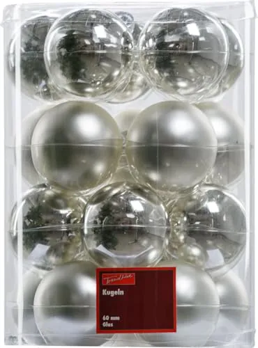 TrendLine Christbaumkugeln 20 Kugeln Ø 6 cm Glas Silber Weihnachtskugeln