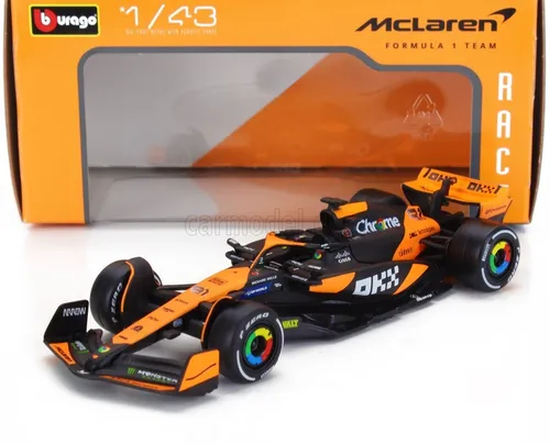 STATISCHES MODELLAUTO BURAGO MCLAREN F1 MCL38 2024 OSCAR PIASTRI MASSSTAB 1:43