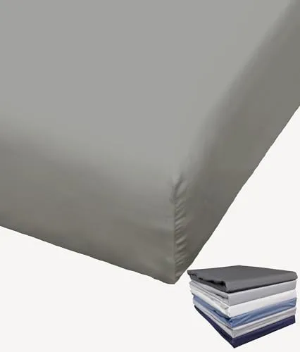 Bierbaum Spannbettlaken Mako Satin 100x200 / 150x200 / 180x200 cm Spannbetttuch viele Farben, Farbe:Steingrau, Größe:100x200cm Spannbettlaken