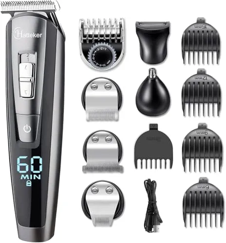 Hatteker Bartschneider Bart Trimmer Haarschneidemaschine Herren Haartrimmer Haarschneider Nasentrimmer Bodygroomer Wasserdichter 5 In 1, Aufladbar