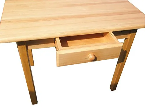 Esstisch mit Schublade aus massivem Kiefer - Esstisch aus Kiefernholz, lackiert und pflegeleicht. Mit praktischer Schublade und einfacher Selbstmontage – ideal für jedes Zuhause!