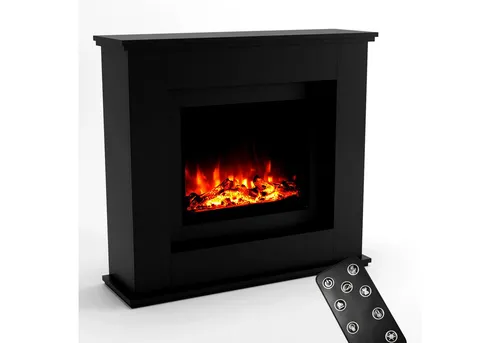 GLOW FIRE Elektrokamin EUROPA LED mit Heizung - Elektrokamin mit 3-fach Farbwechsler und Knisterfunktion für ein individuelles Flammenbild. Genießen Sie wohlige Wärme und Gemütlichkeit ohne Rauch, steuerbar per Fernbedienung.