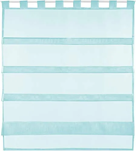 Bestlivings türkise Bistrogardine Transparent mit Schlaufen in 90x110 cm (BxL), in vielen Varianten erhältlich