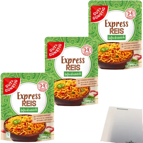 Gut&Günstig Expressreis mexikanisch mit Paprika Chili 3x250g Packung usy Block