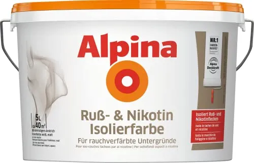 ALPINA Spray Innenfarbe Nikotinsperre 10 L - Weiß Matt Hochdeckend - Farben für Innenräume, effektive Nikotinsperre mit hoher Deckkraft für saubere Wände.