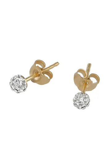 Firetti Paar Ohrstecker aus Gold 375 mit Kristallstein - Elegante Ohrringe aus Gelbgold 375, perfekt für jeden Anlass! Mit funkelndem Kristallstein in Weiß – ideal als Geschenk für Geburtstage oder Weihnachten.