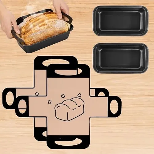 Gyism 2 Stück Brotbackform Kasten Set, Karbonstahl Kastenform Brot 27.5x15x6cm mit 2 × Backmatte Antihaft Brotform zum Toastbrot Backen