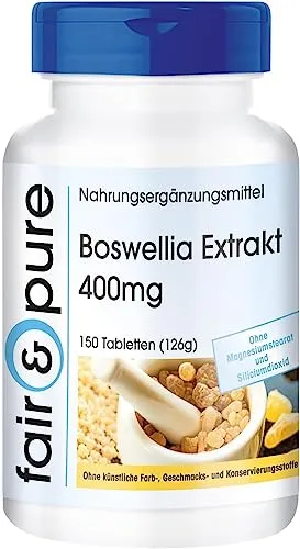 Fair & Pure® - Boswellia Extrakt 400mg - 150 Tabletten - standardisiert auf 65% Boswelliasäuren - vegan
