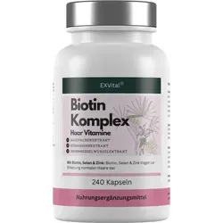 Biotin Komplex Kapseln, hochdosiert mit 10.000μg Biotin pro Tagesdosis, 240 Stück von EXVital