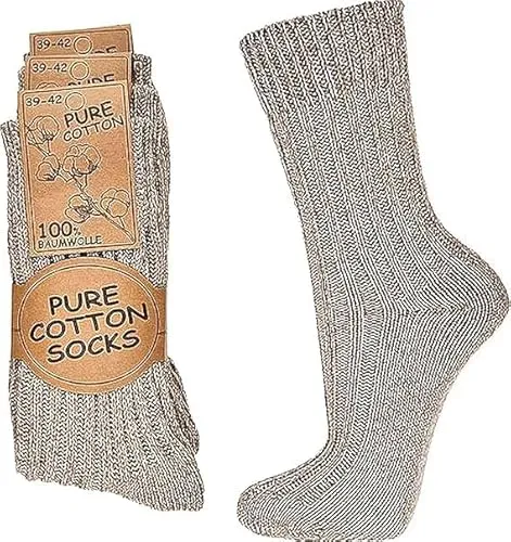 TippTexx 24 3 Paar dicke unisex 100% Baumwoll Socken, schwere Qualität, Rippstruktur, 7 Monate Anti-Loch-Garantie (DE/NL/SE/PL, Numerisch, 39, 42, Regular, Regular, Naturbeige)