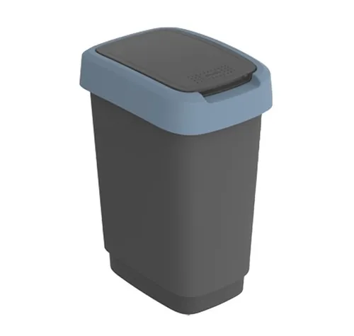 Rotho Twist Swingeimer 10L - Mülleimer mit Schwing- und Klappdeckel, BPA-frei und ideal für hygienische Mülltrennung