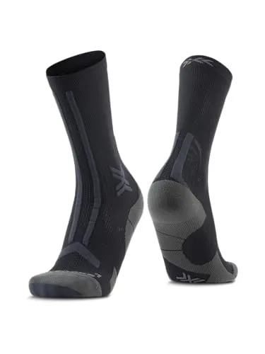 X-Socks Laufsocke Trailrun Discover Crew schwarz/charcoal - Herren - Laufsocken für Trailrunning, atmungsaktive Mesh-Strukturen für optimale Temperaturregulierung und Frischluftzirkulation, ideal für anspruchsvolle Läufer.