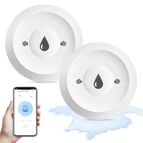 Stück Smart Wassermelder, Funk-Wassersensor Zigbee mit Batterie, Wasserlecksensor mit App-Warnungen, 2.4Ghz Wasserleckdetektor Wasserstandssensor Wasserwächter für Küchen Keller Bäder 2