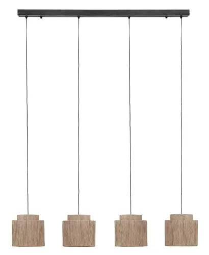Trio Leuchten Pendelleuchte Smilla 366800436 - Moderne Pendelleuchte aus Metall in Schwarz mit naturbelassenem Juteschirm, höhenverstellbar bis 150cm – ideal für stilvolle Beleuchtung in Wohnräumen.