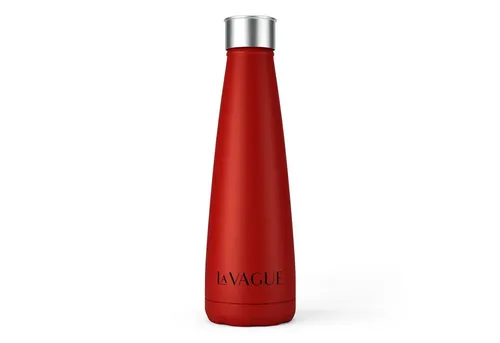 LA VAGUE Isolierflasche GRAVITY Edelstahl-Isolierflasche - Trinkflasche aus bruchfestem Edelstahl, doppelwandig für optimale Isolierung und ideal für Sport und Training, 415 ml Fassungsvermögen in stylischem Rot.